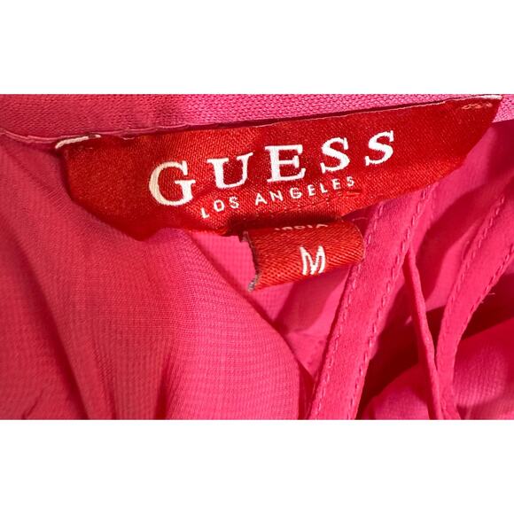 Guess M Pink Milania Tier Ruffle Dress Girlhood Princess Coquette‎ Party Brunch - Picture 10 of 14